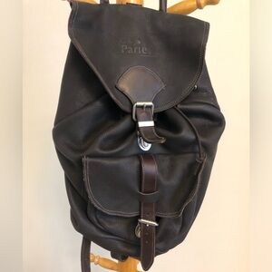 Roots Chocolate Brown Leather Backpack